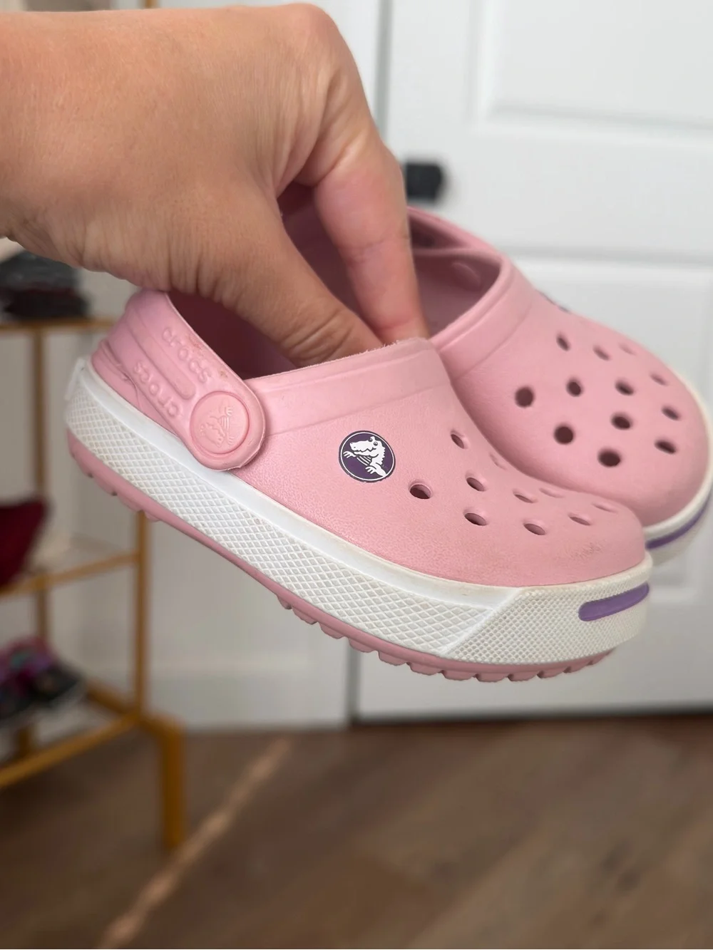 CROCS Crocband Classic Clog Platform Pink Slingback Strap Size 4/5c Baby Girl